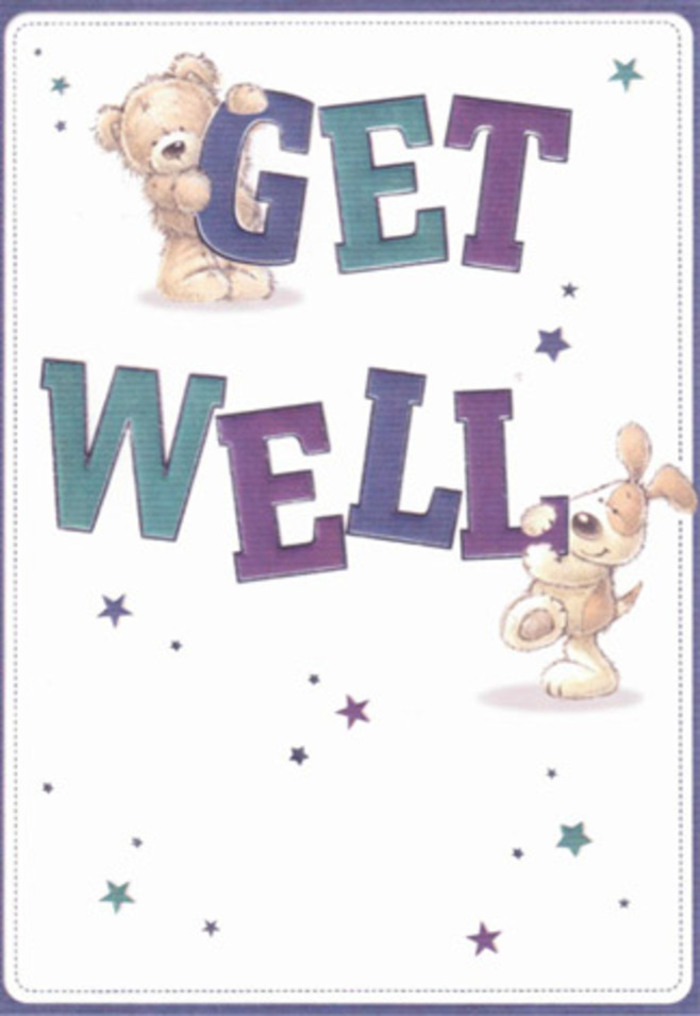 Brimming with gentle encouragement, this playful get well card features two charming friends-a fuzzy brown bear and a happy, floppy-eared pup-surrounded by a flurry of sparkling stars. The celestial accents, in shades of deep blue and amethyst, drift across a crisp, white background, spreading hopeful wishes much like the breeze carries the scent of fresh blooms past Blackwall Gardens. The confident lettering, painted in rich purples and aquas, grounds the cheerful scene with a reassuring stability and optimism. Careful artistry brings to life the tactile contrast of the bear's downy fur and the puppy's velvety ears, suggesting comfort and warmth. Their lively poses and bright, expressive faces communicate genuine affection, as if these two friends are sharing a secret smile with Blackwall's tight-knit community. The card's overall composition is thoughtfully arranged, every element chosen to brighten a difficult moment with loving intent. Whether sent alone or alongside flowers from a local Blackwall florist, this card provides a true sense of care and positivity-an uplifting gesture sure to lift spirits across the neighbourhood, from Poplar's riverside to the heart of Blackwall.